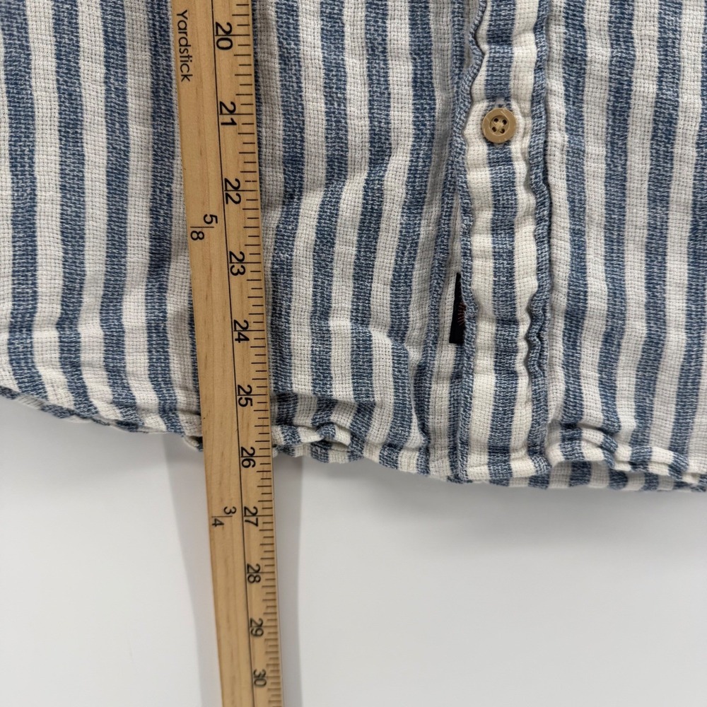 Faherty Palma Linen Shirt Women S Blue White Striped Short Sleeve Button Down - Picture 4 of 7